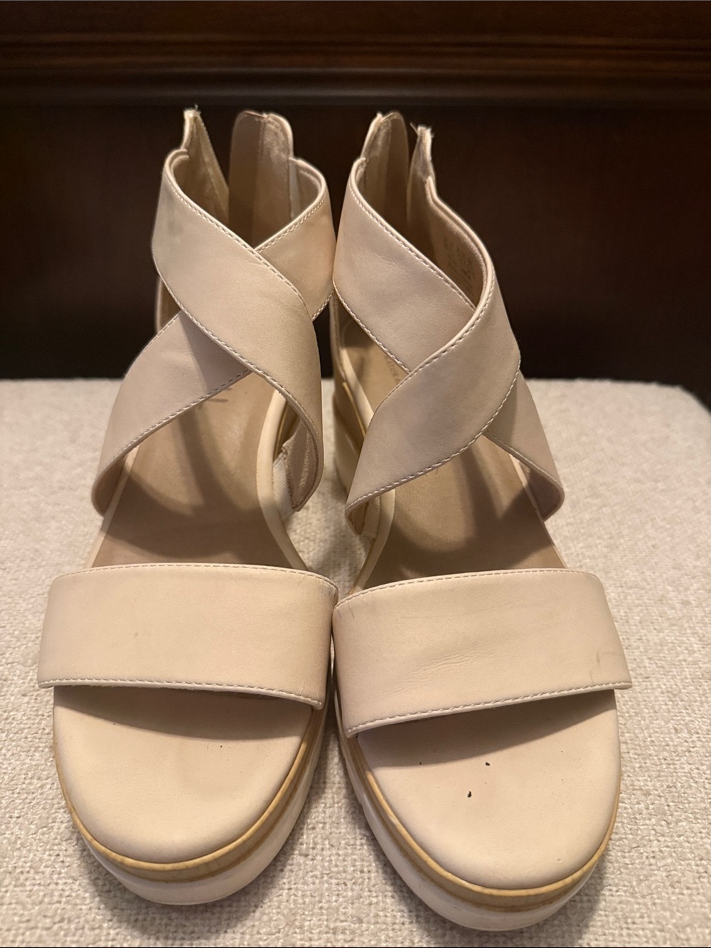 SOUL Naturalizer Cream Crisscross Platform Sandals
